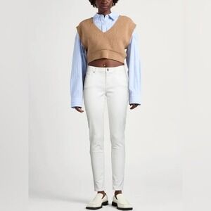 Eleventy mid rise white taper straight slim jeans quiet luxury denim jean 8